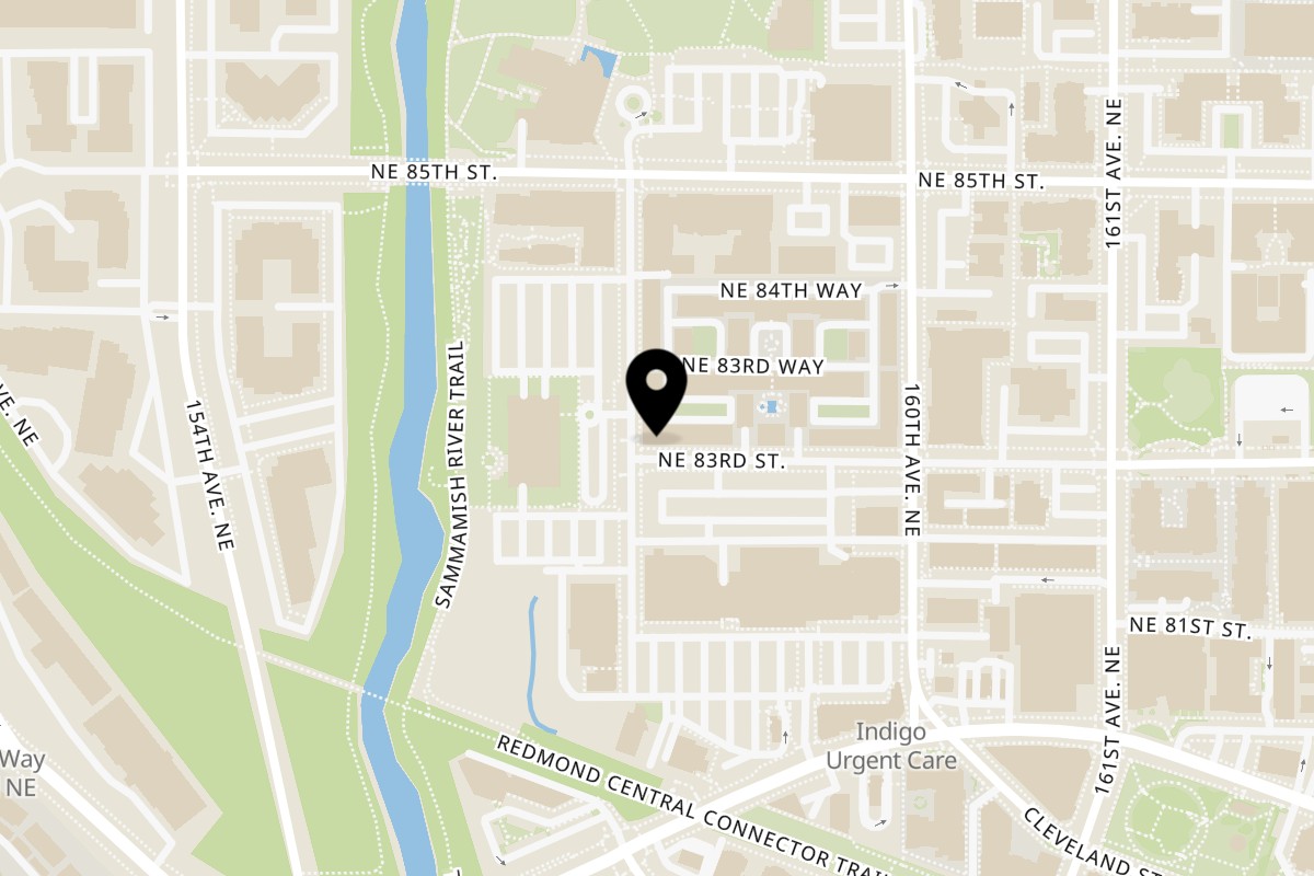 Map showing the location of Ooba Tooba on 15802 NE 83rd St in Redmond
